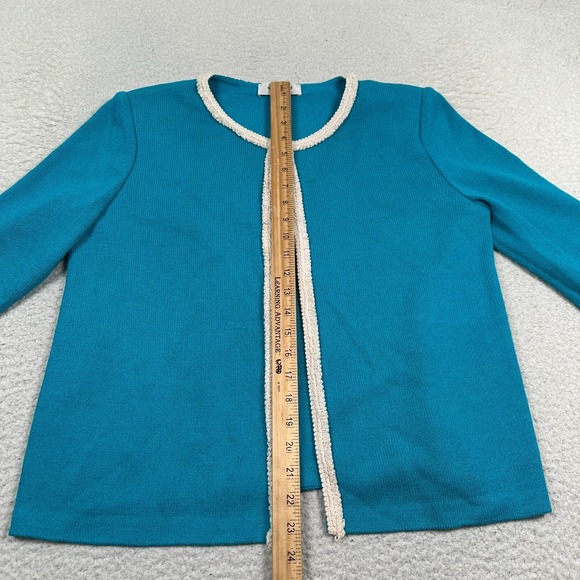 St. John Santana‎ Knit Jacket Women's 8 Wool Rayon Blend Blazer Turquoise - Picture 7 of 11
